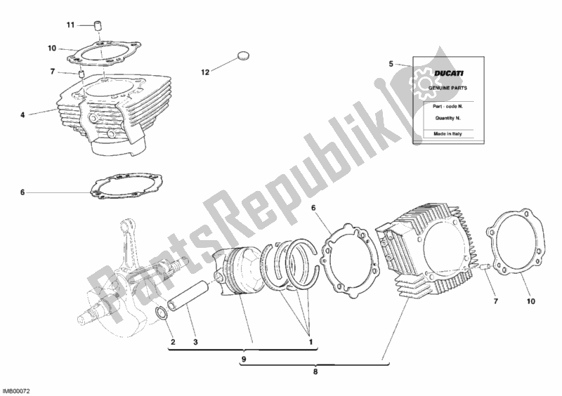 All parts for the Cylinder - Piston of the Ducati Monster S2R 1000 2006